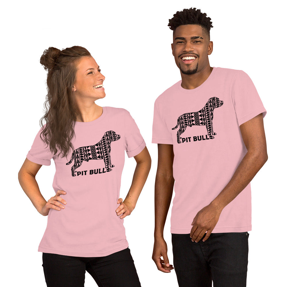 Pit Bull Polynesian t-shirt pink by Dog Artistry.