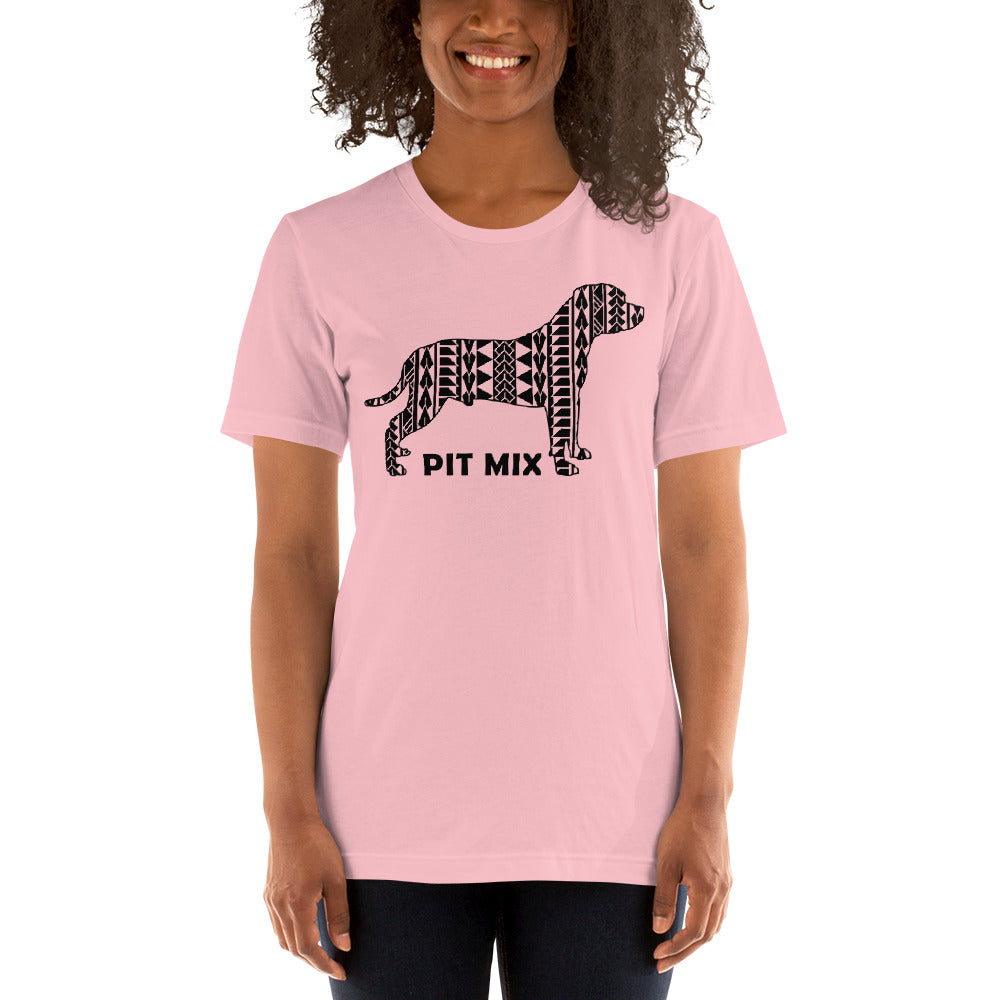 Pit Bull mix Polynesian t-shirt pink by Dog Artistry.