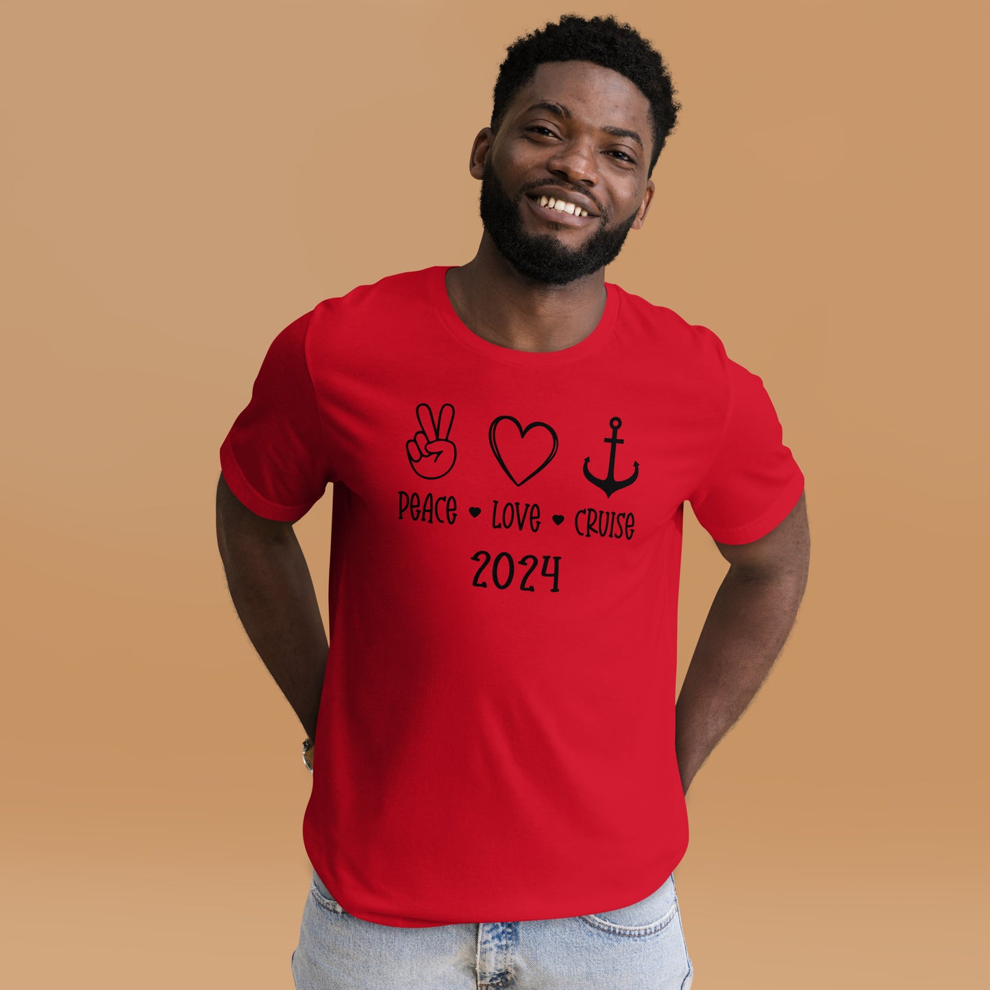 Peace Love Cruise Unisex T-Shirt Designed by Dog Artistry