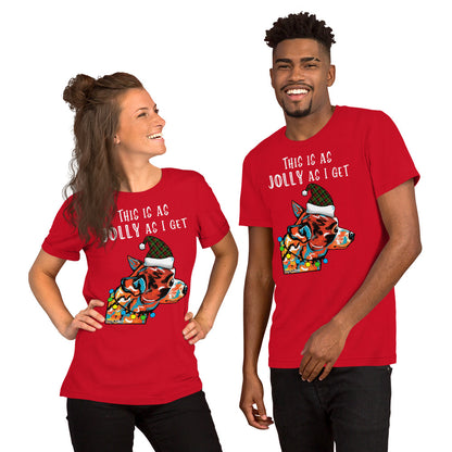 This is as Jolly as I get - Chihuahua holiday unisex t-shirt red by Dog Artistry