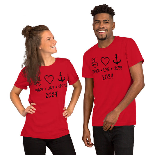 Peace Love Cruise Unisex T-Shirt Designed by Dog Artistry