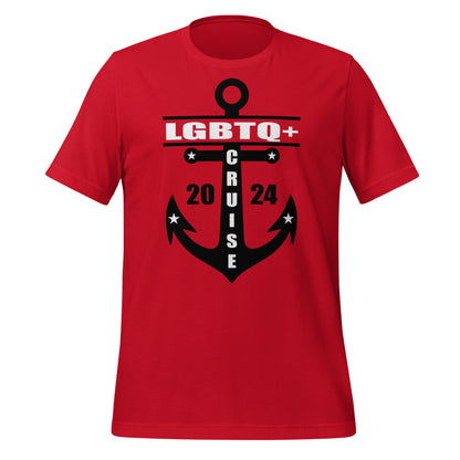 LGBTQ+ Cruise 2024 with Anchor Unisex T-Shirt Designed by Dog Artistry