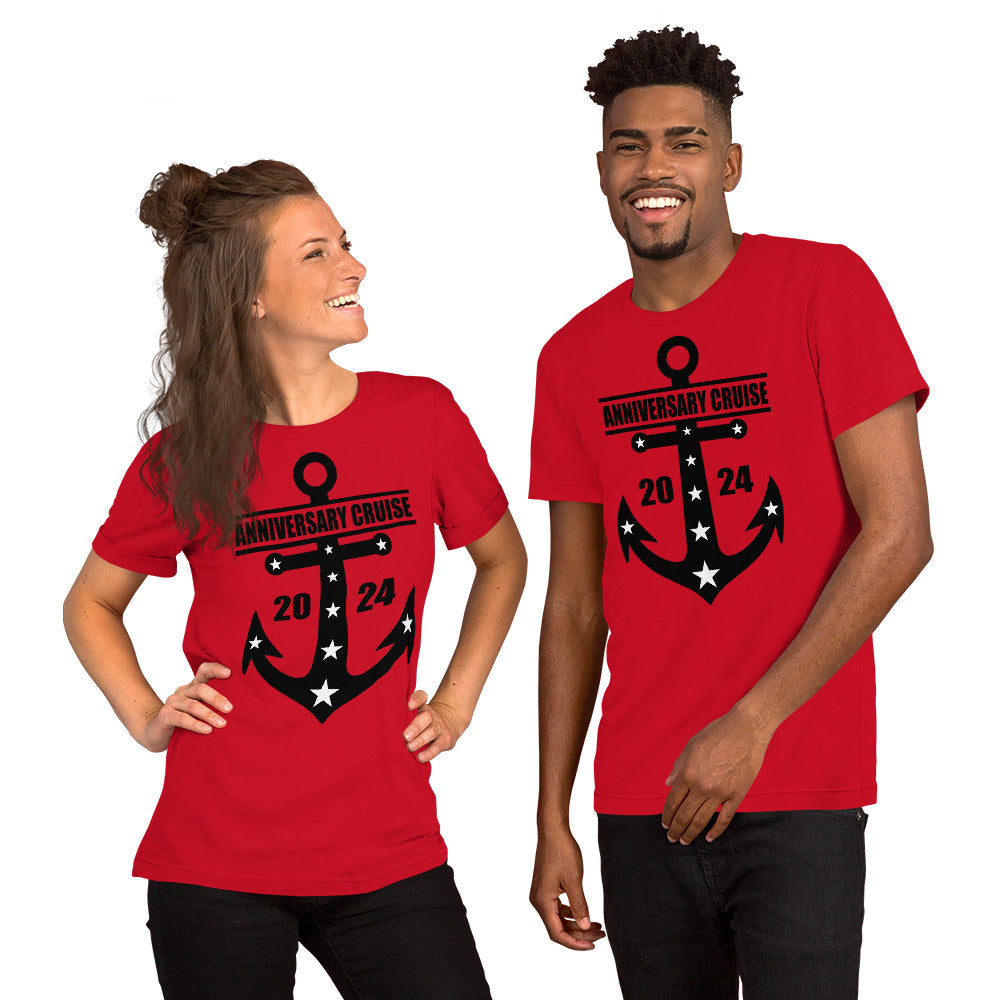 Anniversary Cruise 2024 with Anchor Unisex T-Shirt Designed by Dog Artistry