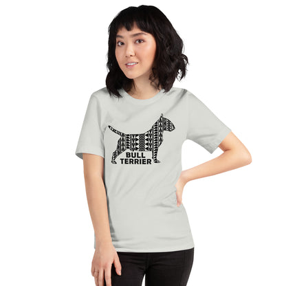 Bull Terrier Polynesian t-shirt silver by Dog Artistry.