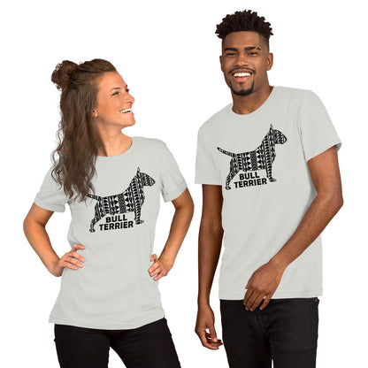 Bull Terrier Polynesian t-shirt silver by Dog Artistry.