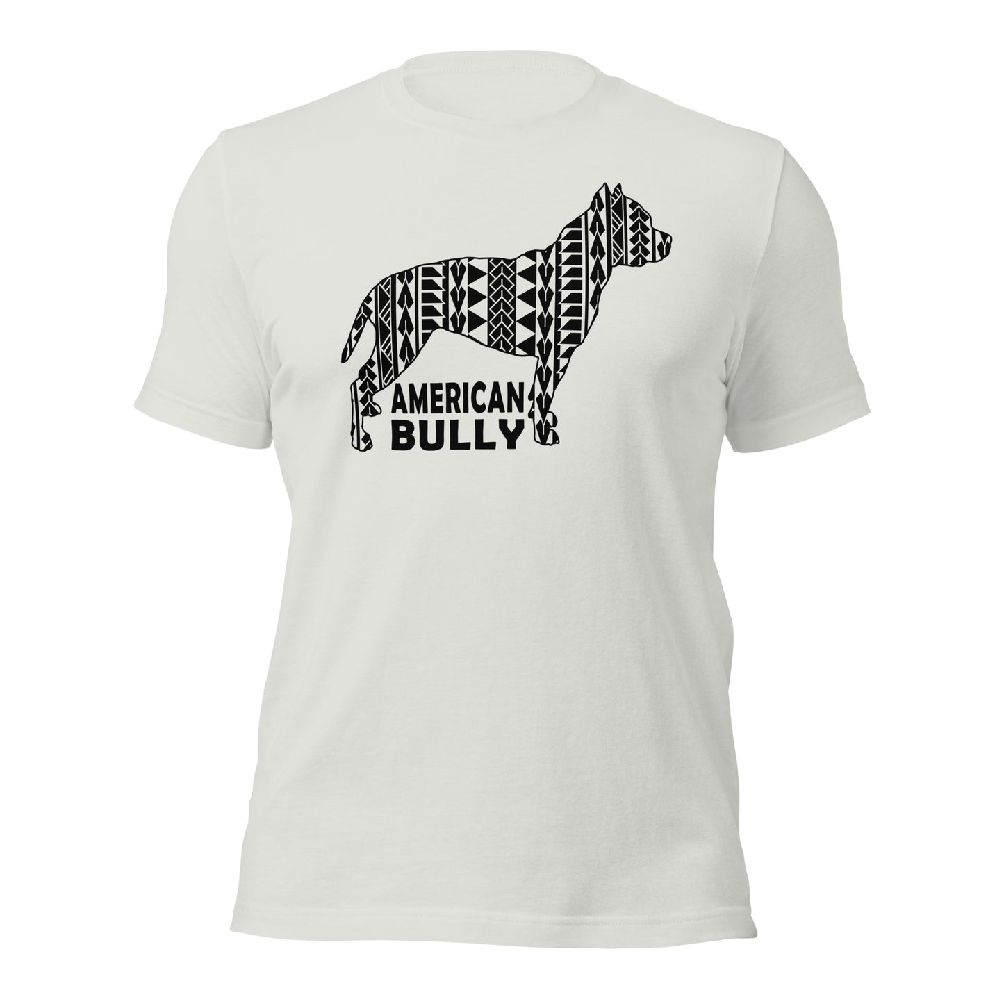 American Bully Polynesian t-shirt silver by Dog Artistry.