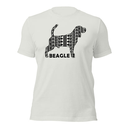 Beagle Polynesian t-shirt silver by Dog Artistry.