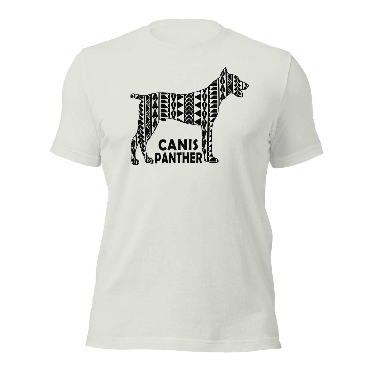 Canis Panther Polynesian t-shirt silver by Dog Artistry.