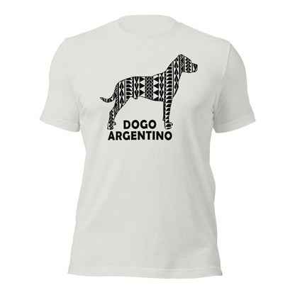 Dogo Argentino Polynesian t-shirt silver by Dog Artistry.