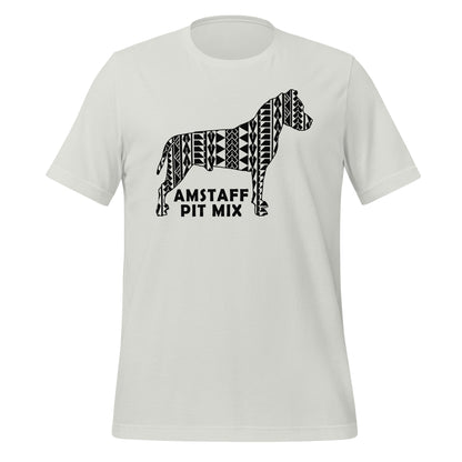 Amstaff Pit Mix Polynesian t-shirt silver by Dog Artistry.