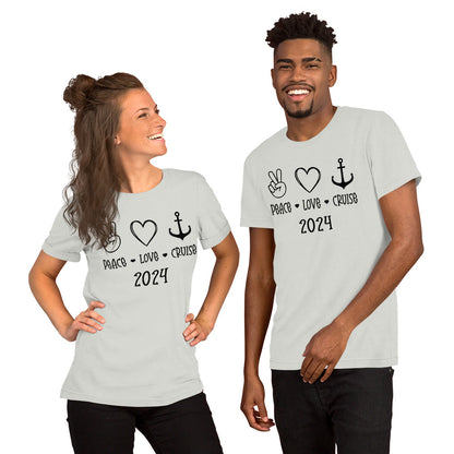 Peace Love Cruise Unisex T-Shirt Designed by Dog Artistry