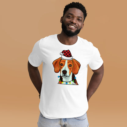 Beagle Holiday unisex t-shirt white by Dog Artistry