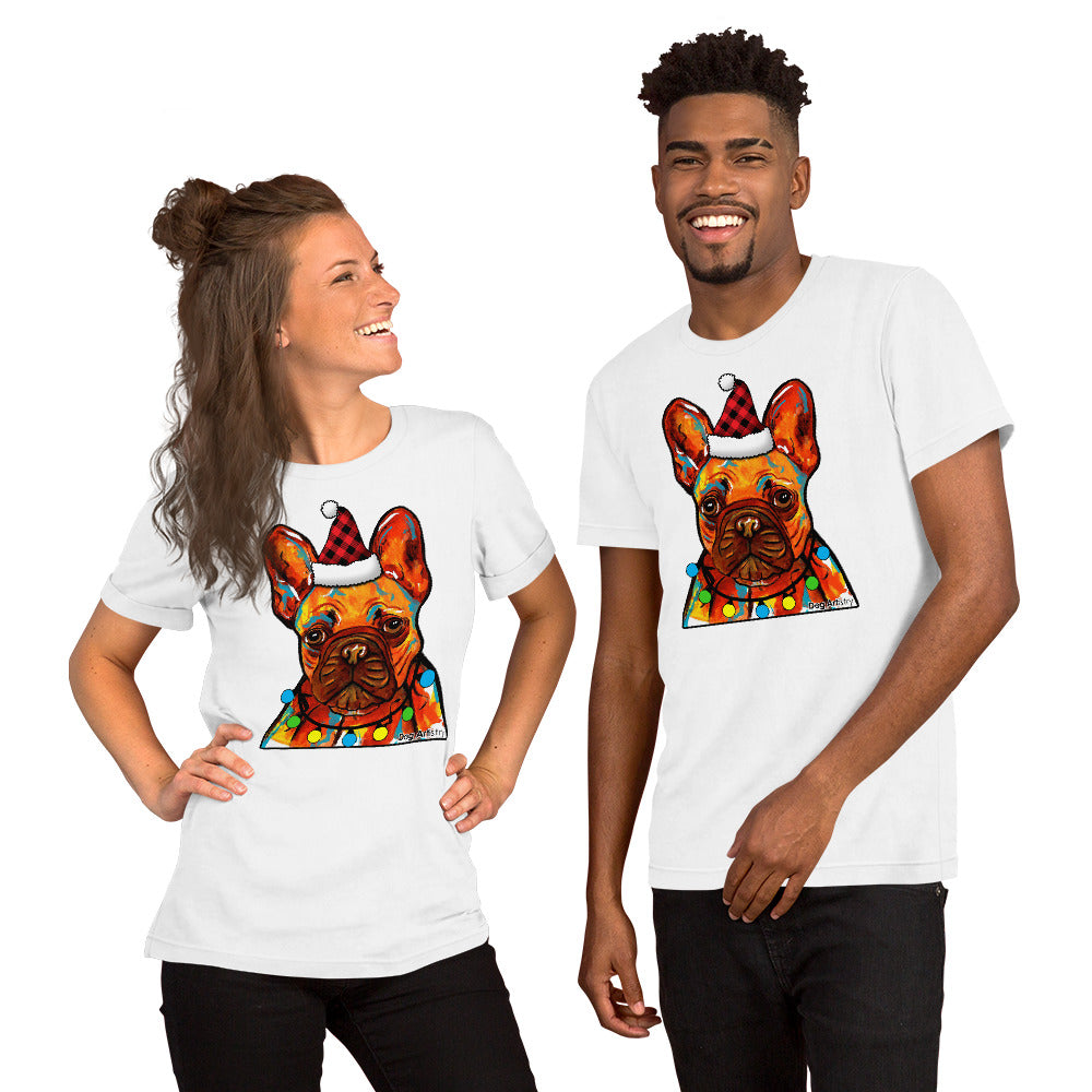 French Bulldog holiday unisex t-shirt white by Dog Artistry