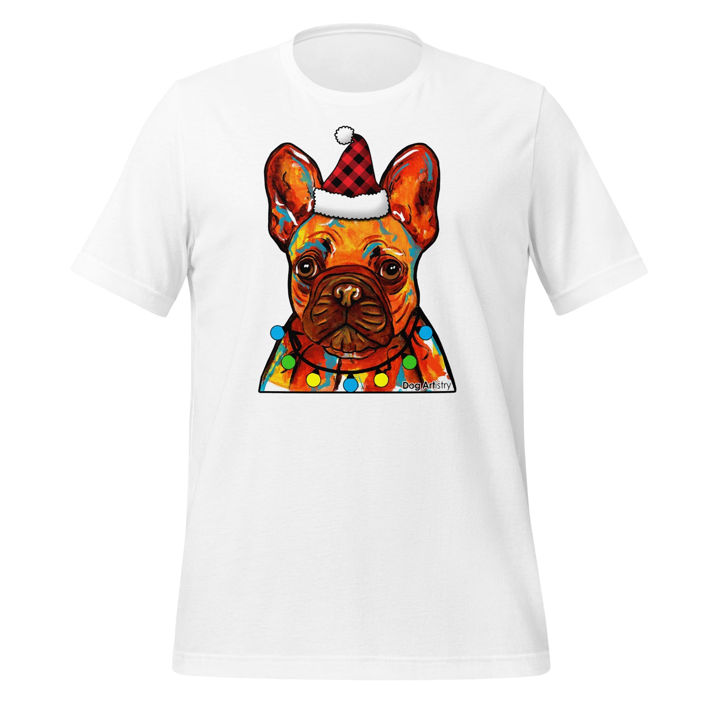 French Bulldog holiday unisex t-shirt white by Dog Artistry