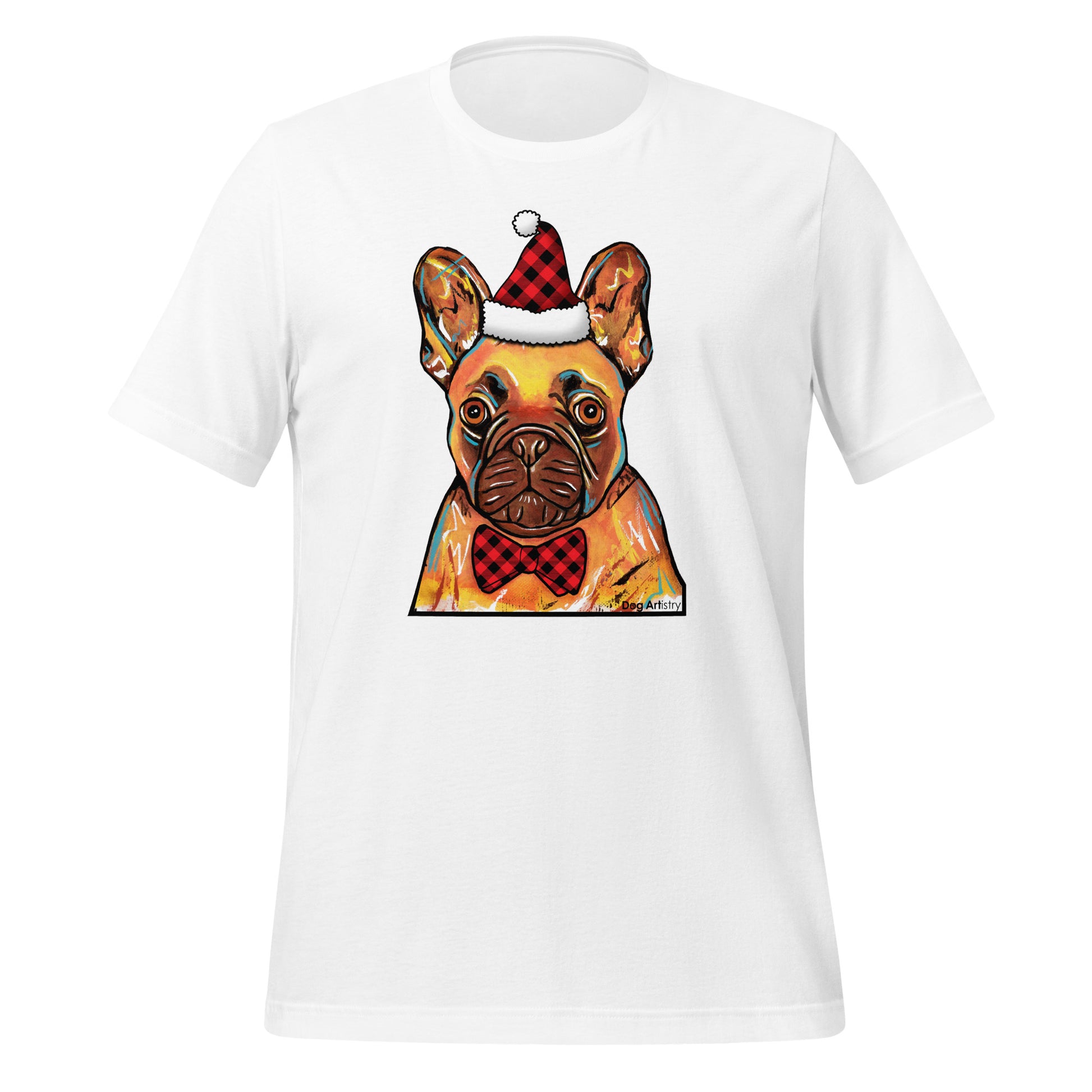 French Bulldog holiday unisex t-shirt white by Dog Artistry