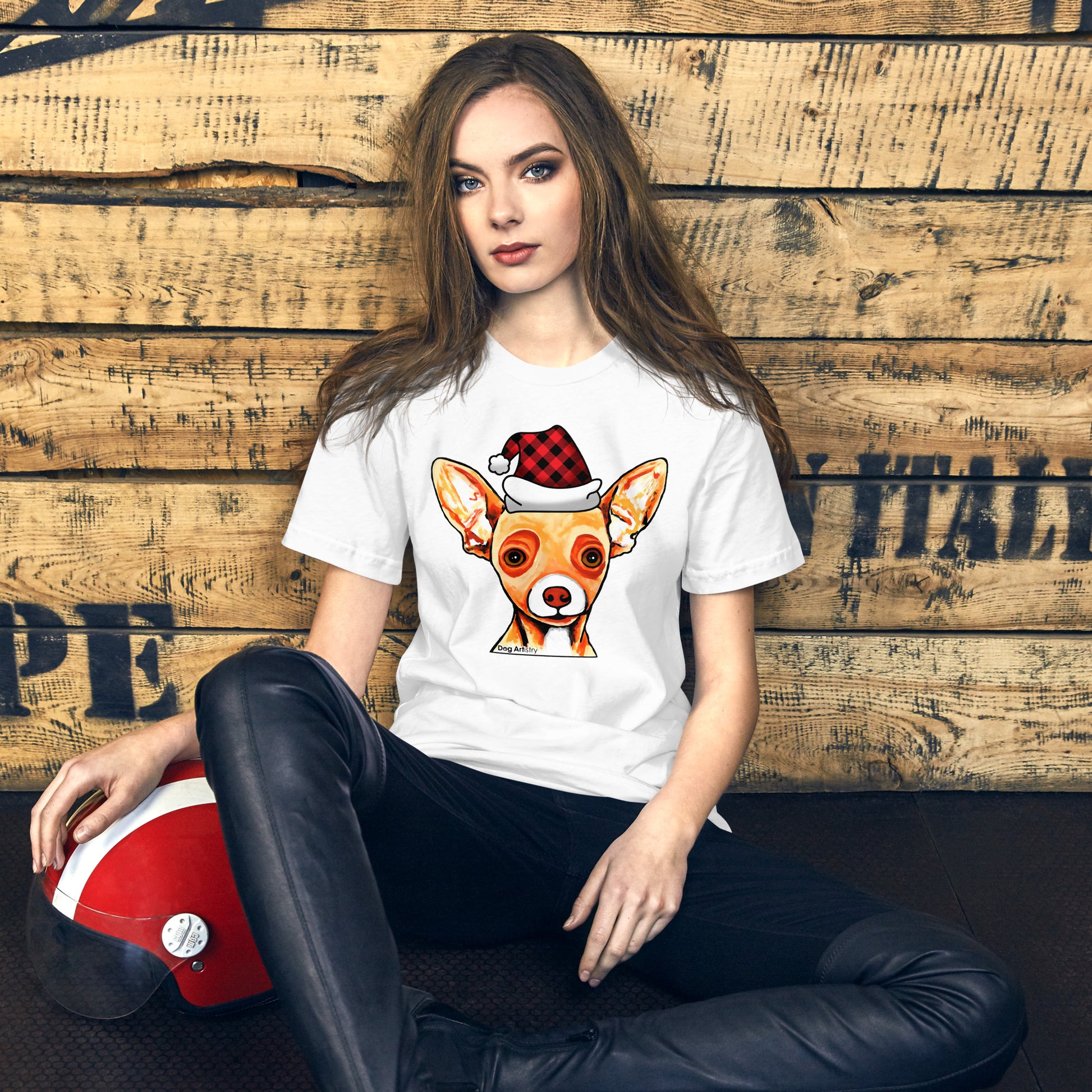 Chihuahua Holiday unisex t-shirt white by Dog Artistry