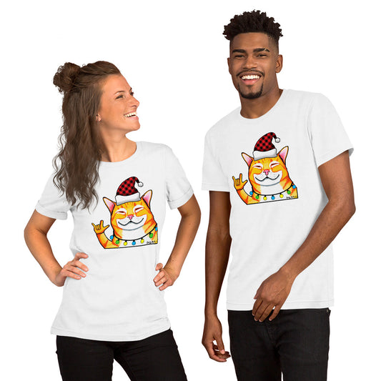 Cat Holiday unisex t-shirt white by Dog Artistry