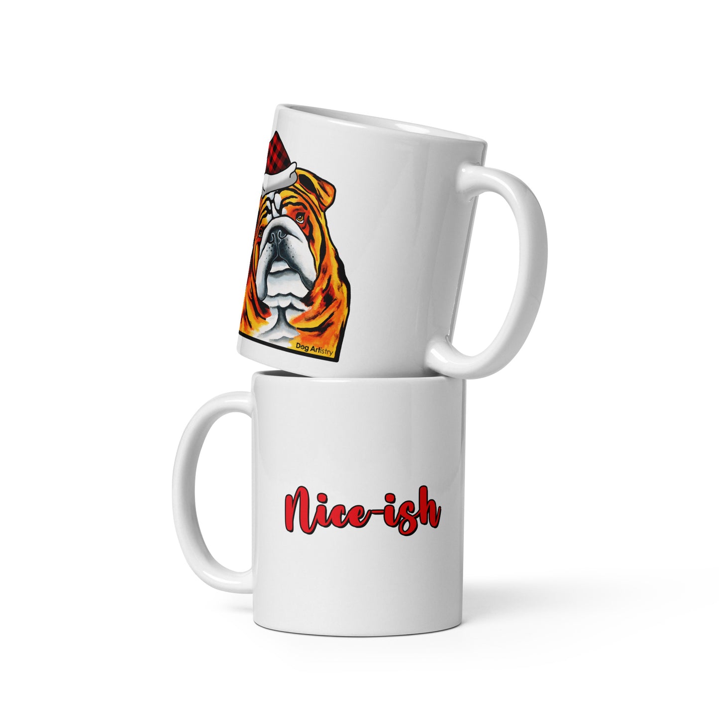 English Bulldog Nice-ish Holiday Mug by Dog Artistry