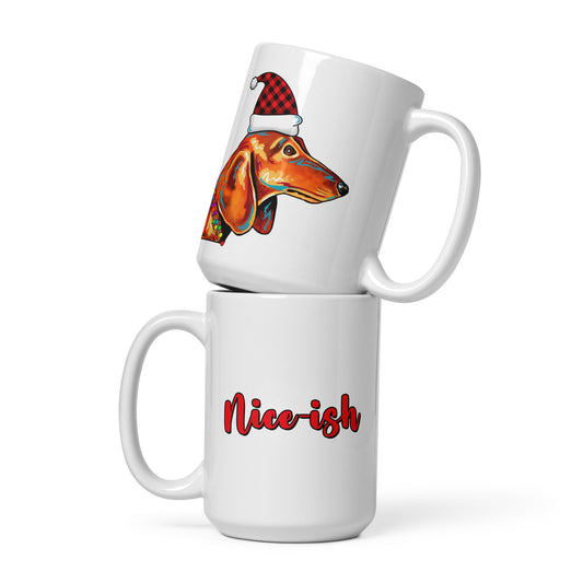 Dachshund Nice-ish Holiday mug by Dog Artistry