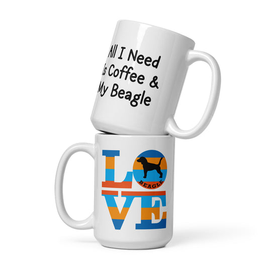 Love Beagle White glossy mug