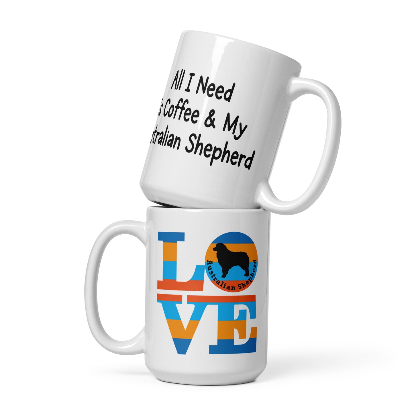Love Australian Shepherd White glossy mug