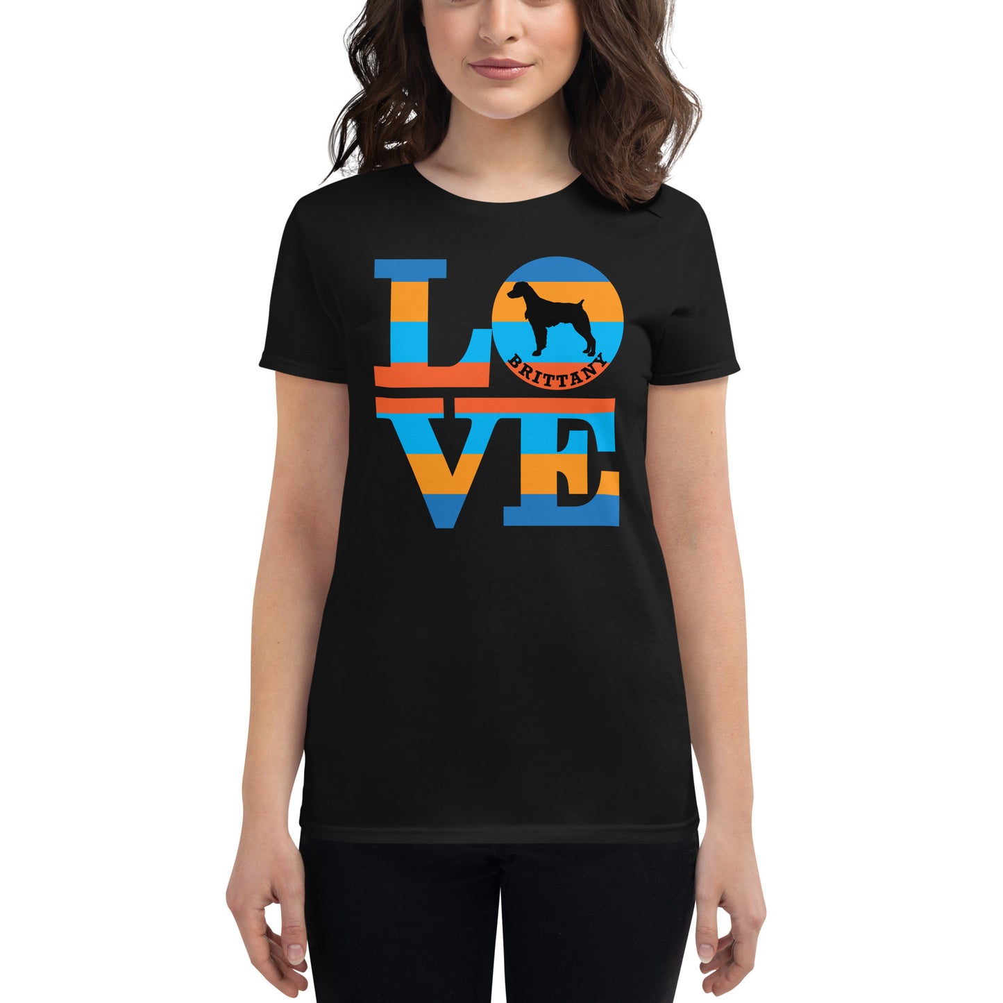 Brittany Love women’s black t-shirt by Dog Artistry.