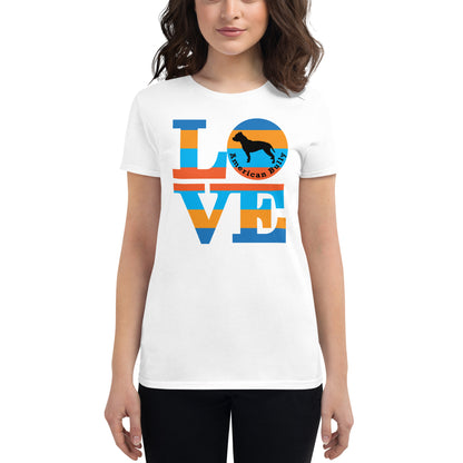 American Bully Love women’s white t-shirt by Dog Artistry.