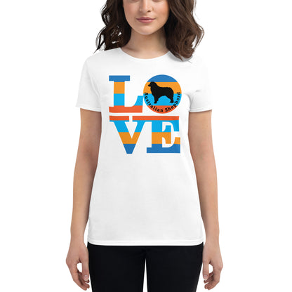 Australian Shepherd Love women’s white t-shirt by Dog Artistry.