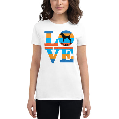 Beagle Love women’s white t-shirt by Dog Artistry.