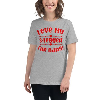 Love my 3-legged fur baby women’s relaxed fit t-shirts by Dog Artistry athletic heather