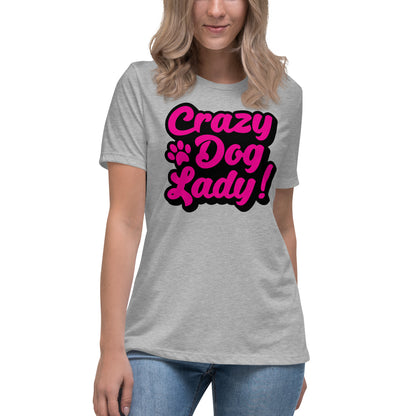 Crazy Dog Lady Women's Athletic Heather T-Shirt by Dog Artistry 