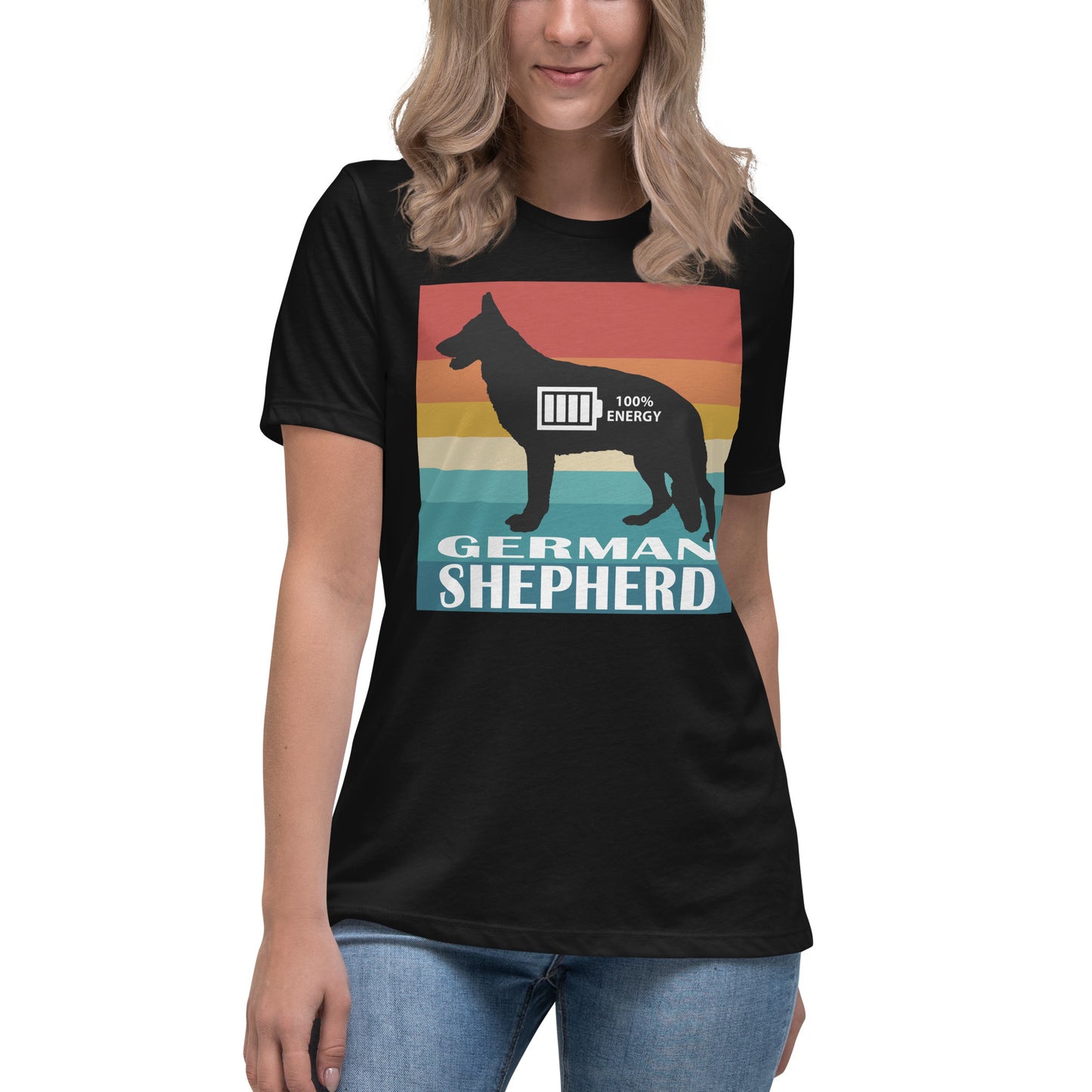 German Shepherd 100% Energy Women's Relaxed T-Shirt by Dog Artistry