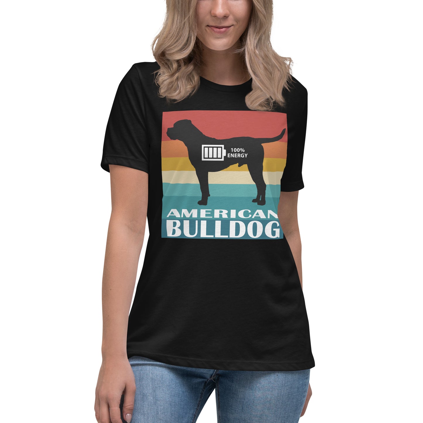 American Bulldog 100% Energy Women's Relaxed T-Shirt by Dog Artistry