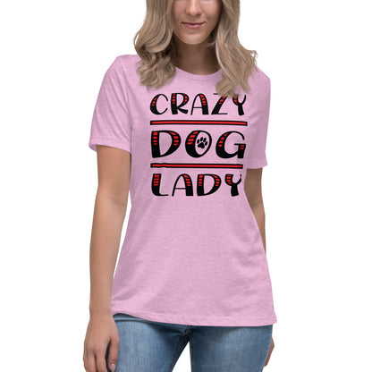 Crazy Dog Lady Women's Heather Prism Lilac T-Shirt by Dog Artistry 