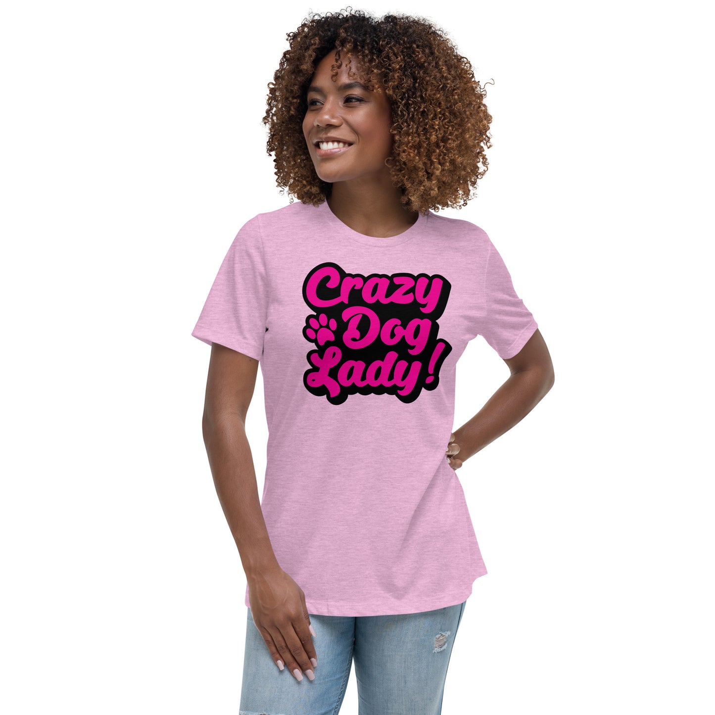 Crazy Dog Lady Women's Heather Prism Lilac T-Shirt by Dog Artistry 