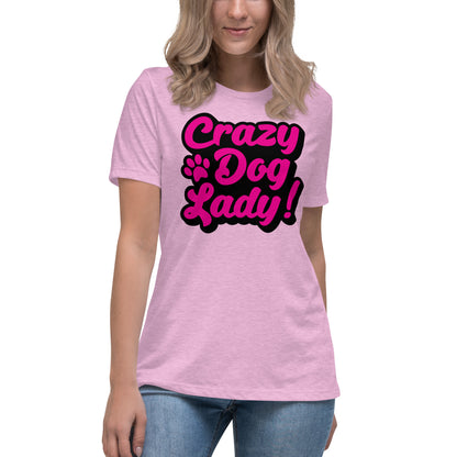 Crazy Dog Lady Women's Heather Prism Lilac T-Shirt by Dog Artistry 