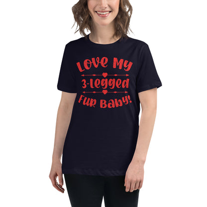Love my 3-legged fur baby women’s relaxed fit t-shirts by Dog Artistry navy