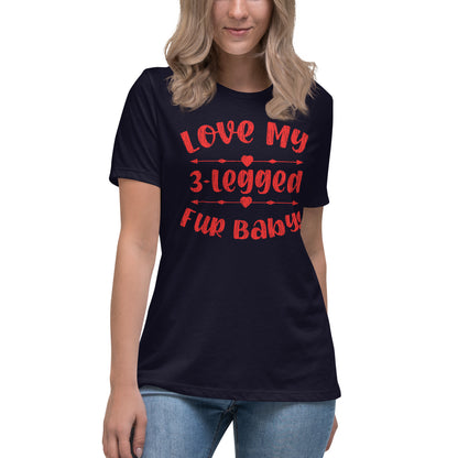 Love my 3-legged fur baby women’s relaxed fit t-shirts by Dog Artistry navy