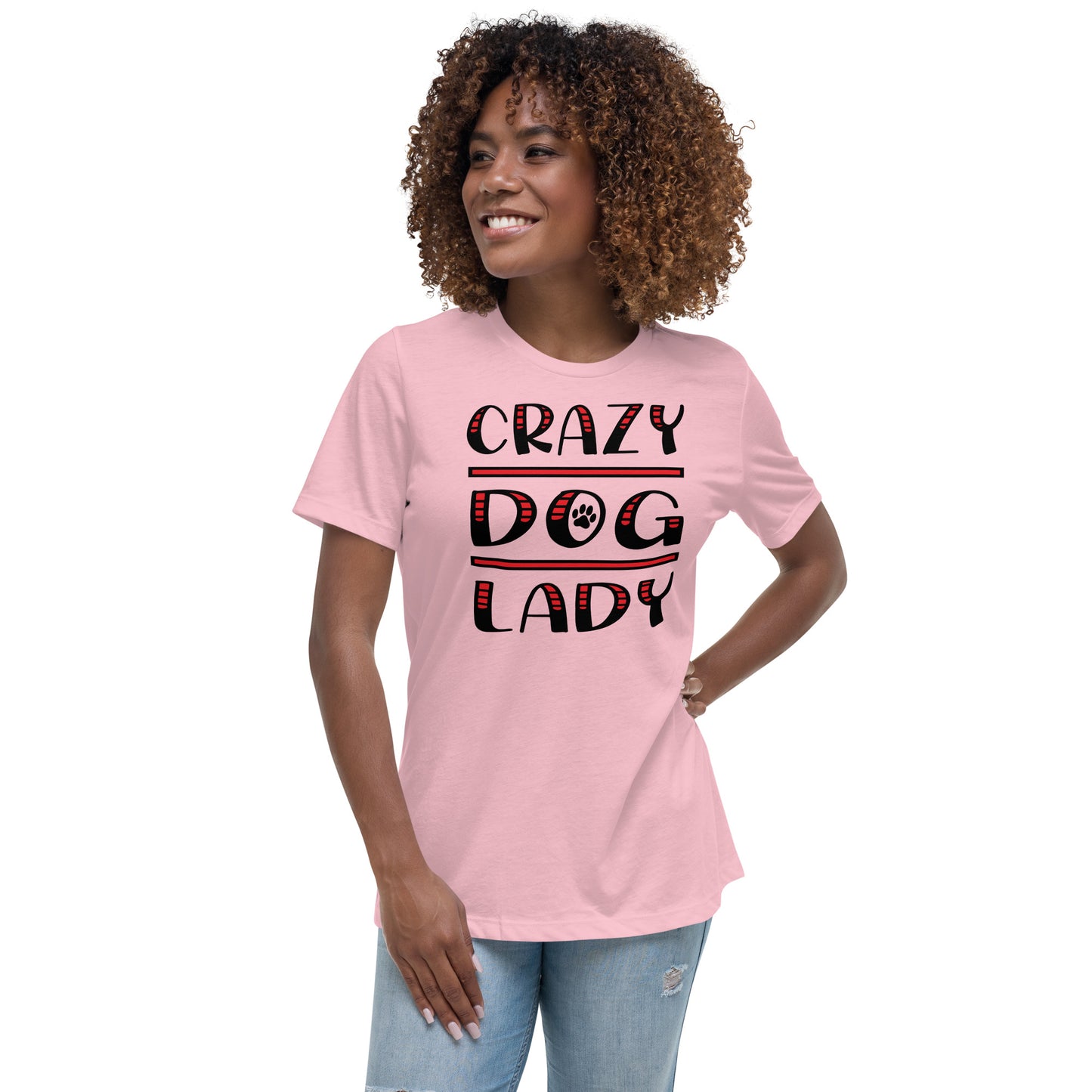 Crazy Dog Lady Women's Pink T-Shirt by Dog Artistry 