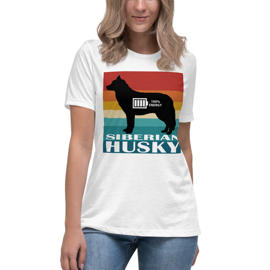 Siberian Husky 100% Energy Women's Relaxed T-Shirt by Dog Artistry