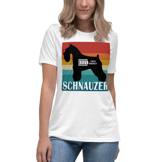 Schnauzer 100% Energy Women's Relaxed T-Shirt by Dog Artistry