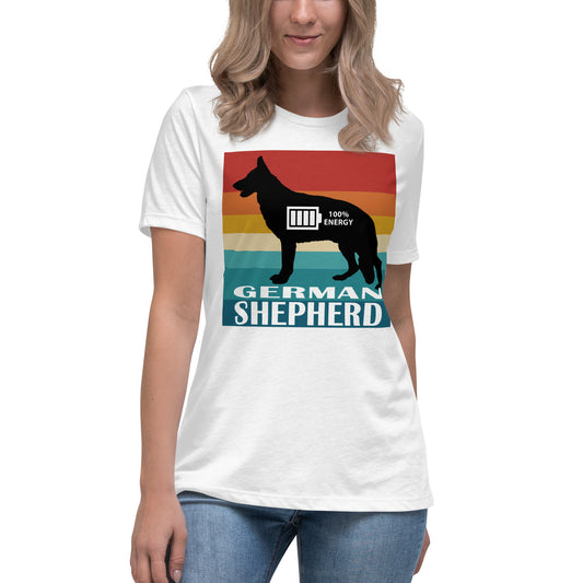 German Shepherd 100% Energy Women's Relaxed T-Shirt by Dog Artistry