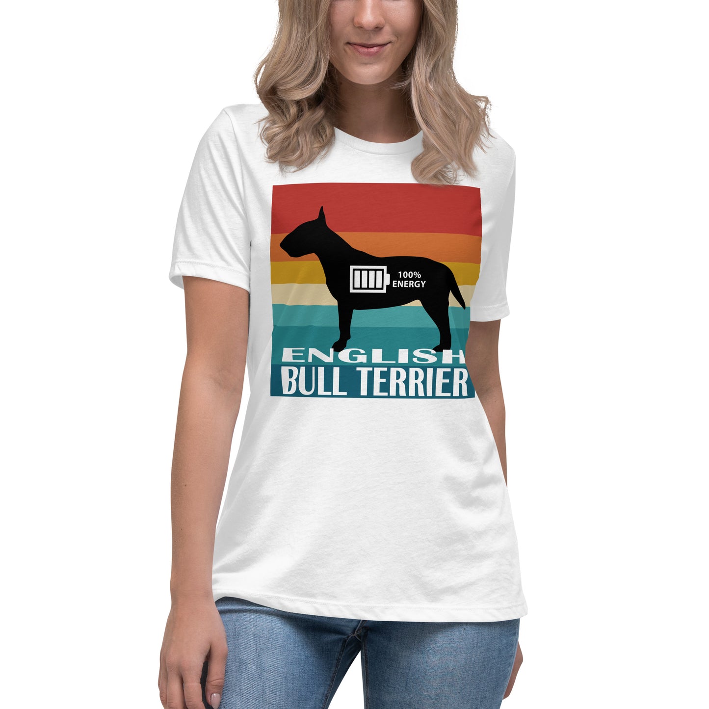 English Bull Terrier 100%  Energy Women's Relaxed T-Shirt by Dog Artistry