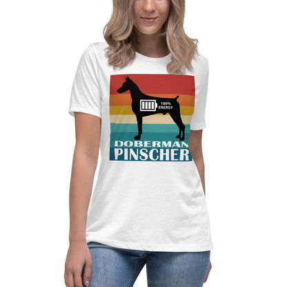 Doberman Pinscher 100% Energy Women's Relaxed T-Shirt by Dog Artistry