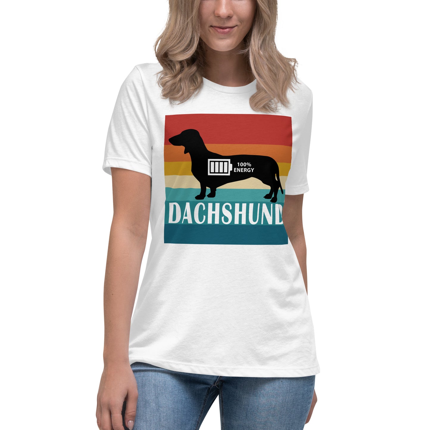 Dachshund 100% Energy Women's Relaxed T-Shirt by Dog Artistry