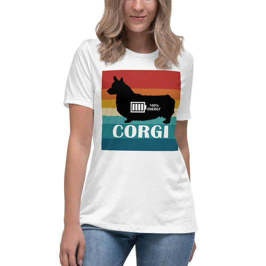 Corgi 100% Energy Women's Relaxed T-Shirt by Dog Artistry