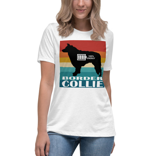 Border Collie 100% Energy Women's Relaxed T-Shirt by Dog Artistry