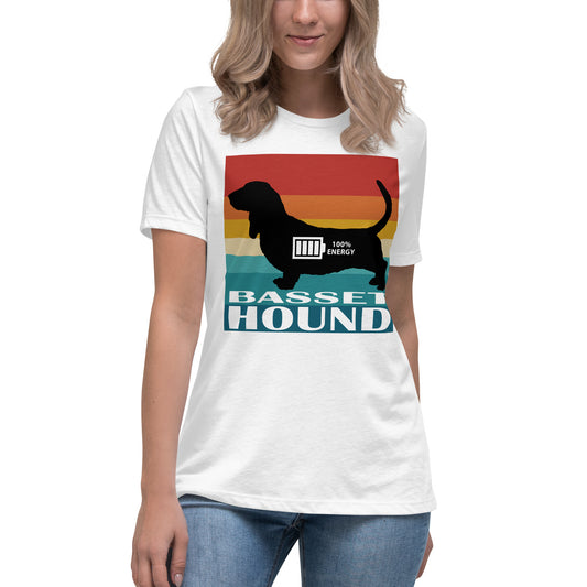 Basset Hound 100% Energy Women's Relaxed T-Shirt by Dog Artistry