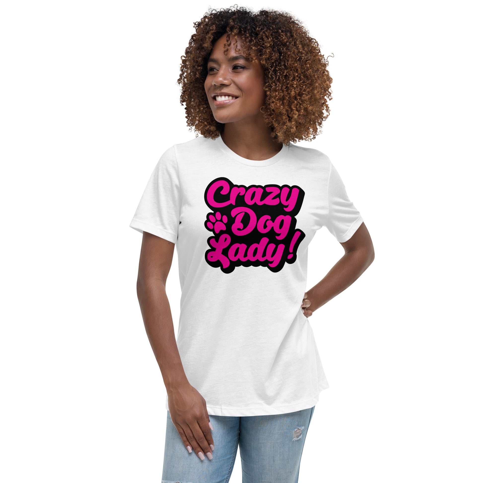 Crazy Dog Lady Women's White T-Shirt by Dog Artistry 