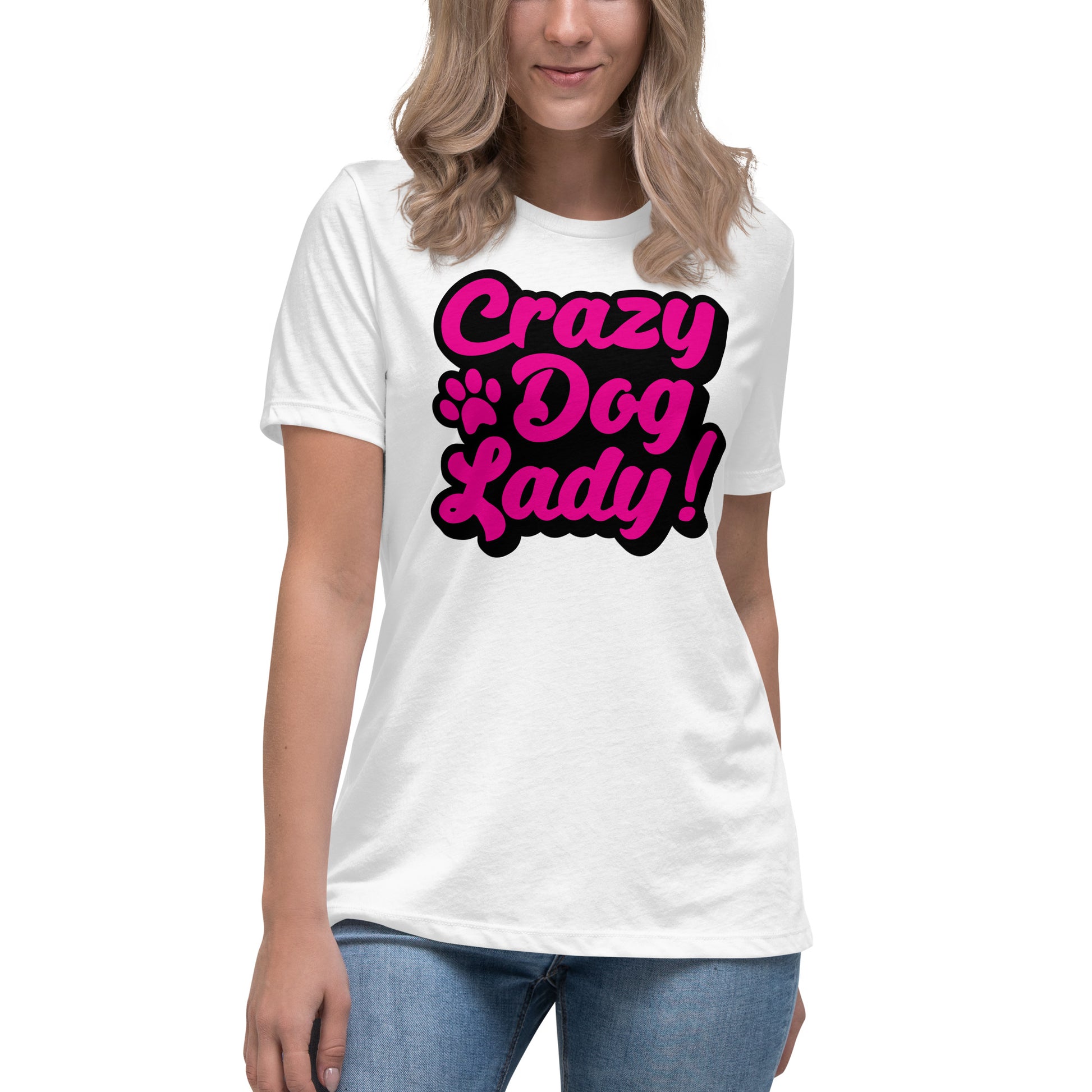 Crazy Dog Lady Women's White T-Shirt by Dog Artistry 